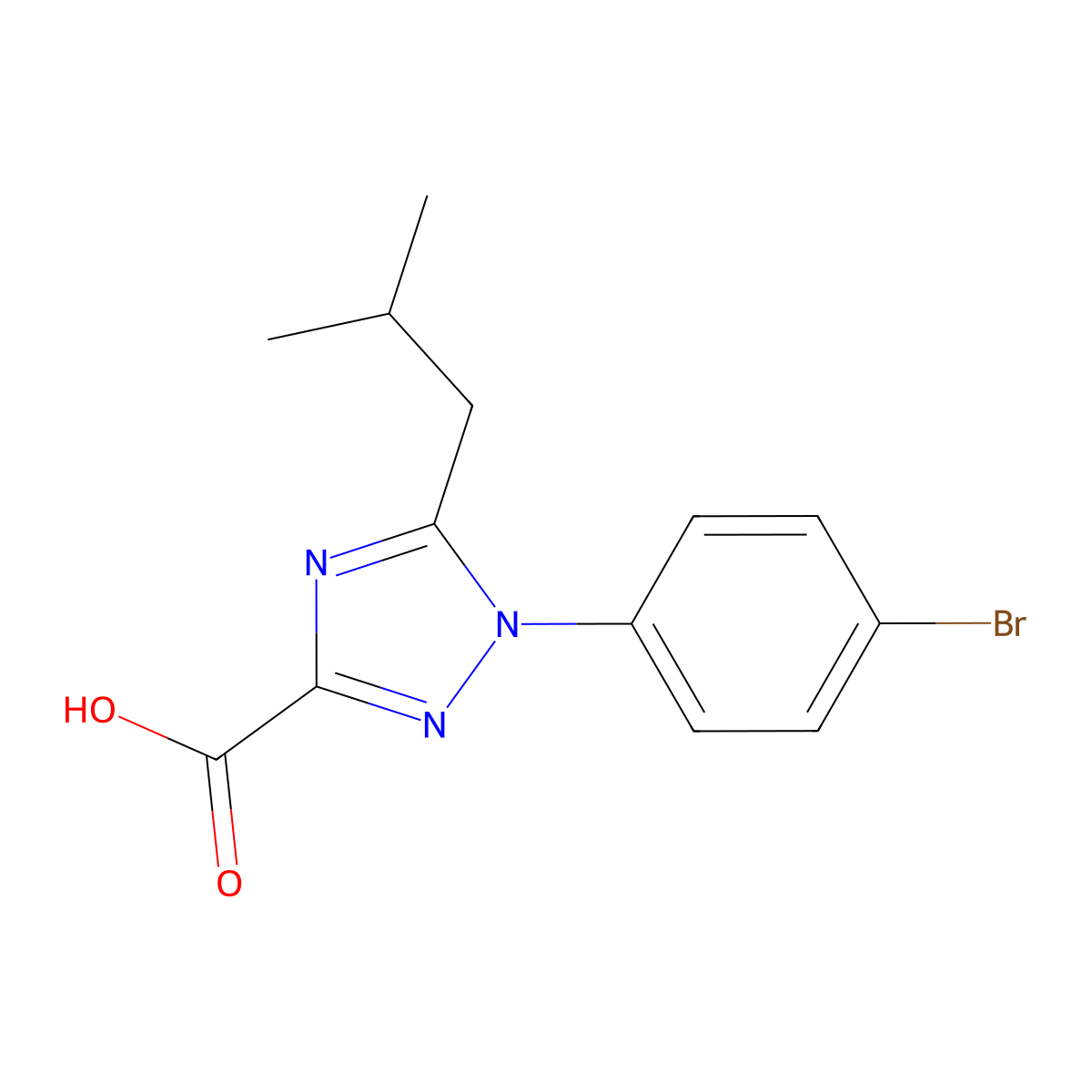 1-(4-Bromophenyl)-5-(2-methylpropyl)-1H-1,2,4-triazole-3-carboxylic acid molecular structure, CAS 2060031-27-6