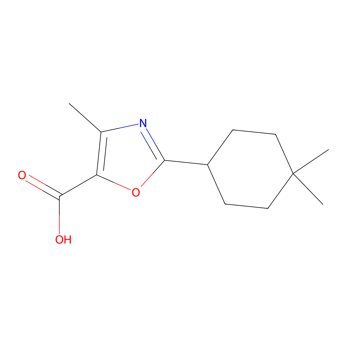 2-(4,4-Dimethylcyclohexyl)-4-methyl-1,3-oxazole-5-carboxylic acid molecular structure, CAS 2060031-31-2