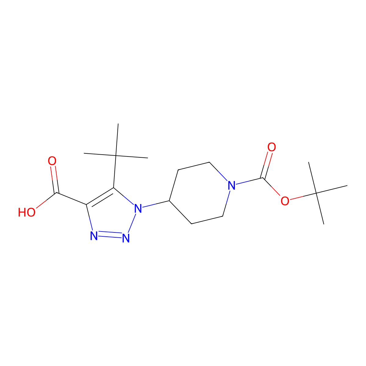 1-{1-[(tert-butoxy)carbonyl]piperidin-4-yl}-5-tert-butyl-1H-1,2,3-triazole-4-carboxylic acid molecular structure, CAS 2060031-35-6
