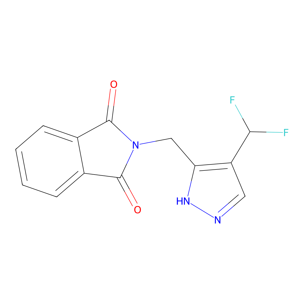 2-{[4-(difluoromethyl)-1H-pyrazol-3-yl]methyl}-2,3-dihydro-1H-isoindole-1,3-dione molecular structure, CAS 2060031-43-6