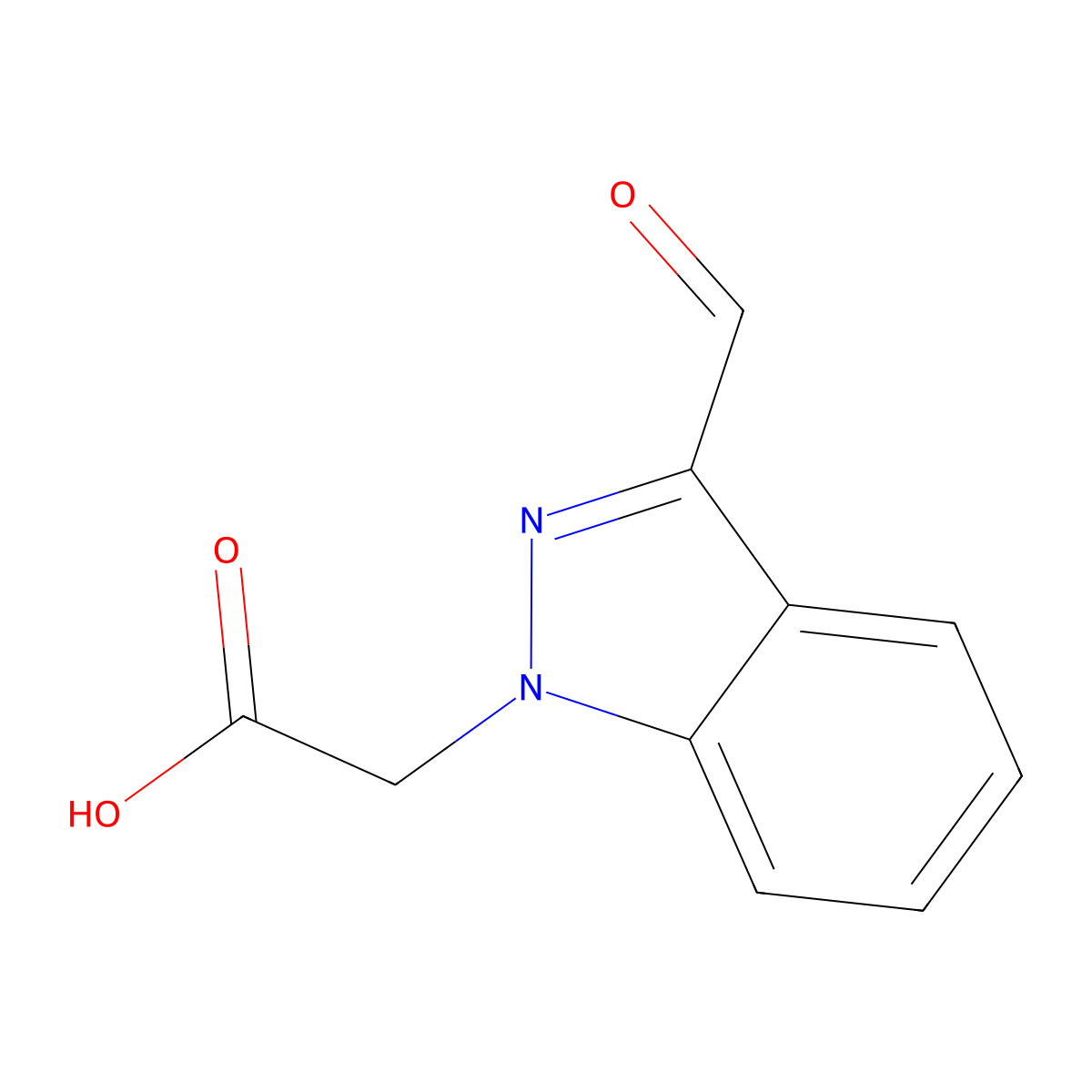 2-(3-Formyl-1H-indazol-1-yl)acetic acid molecular structure, CAS 2060031-47-0