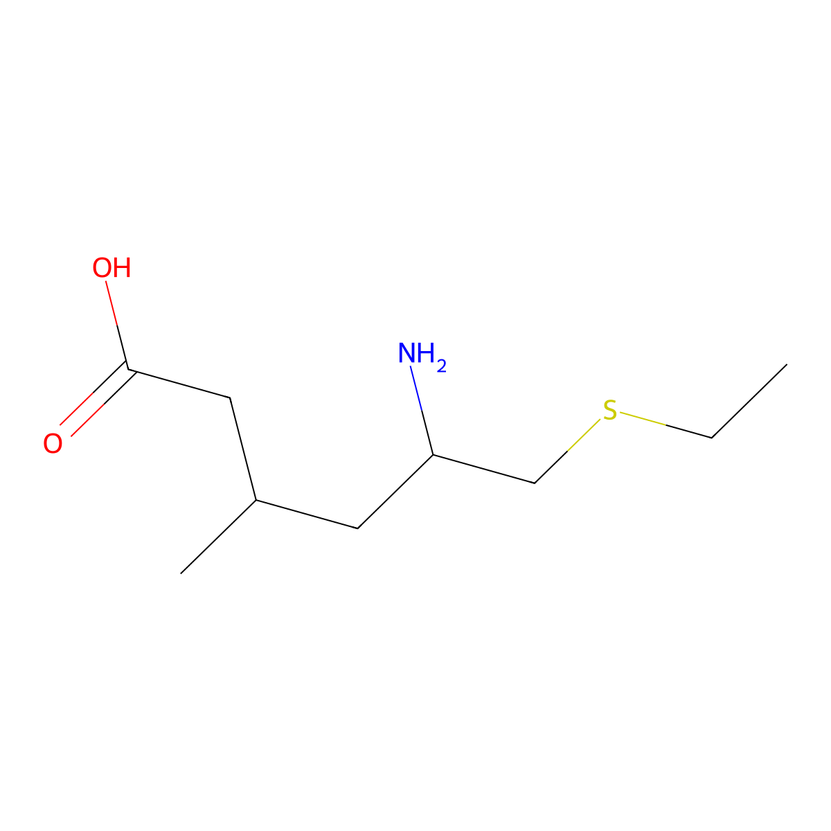 5-Amino-6-(ethylsulfanyl)-3-methylhexanoic acid molecular structure, CAS 2060031-48-1