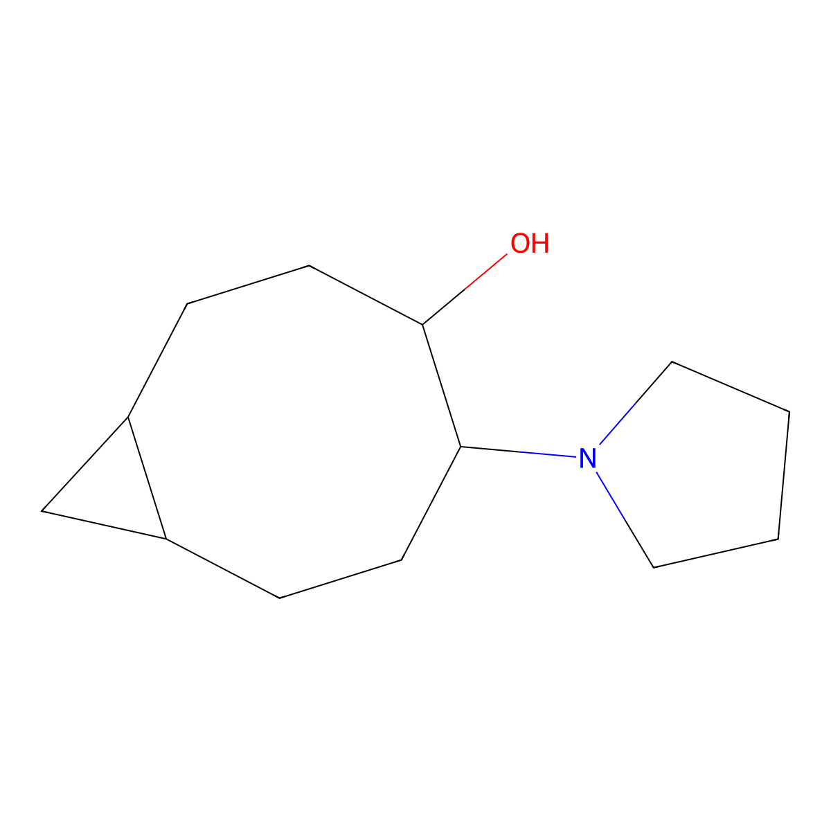 5-(Pyrrolidin-1-yl)bicyclo[6.1.0]nonan-4-ol molecular structure, CAS 2060031-49-2