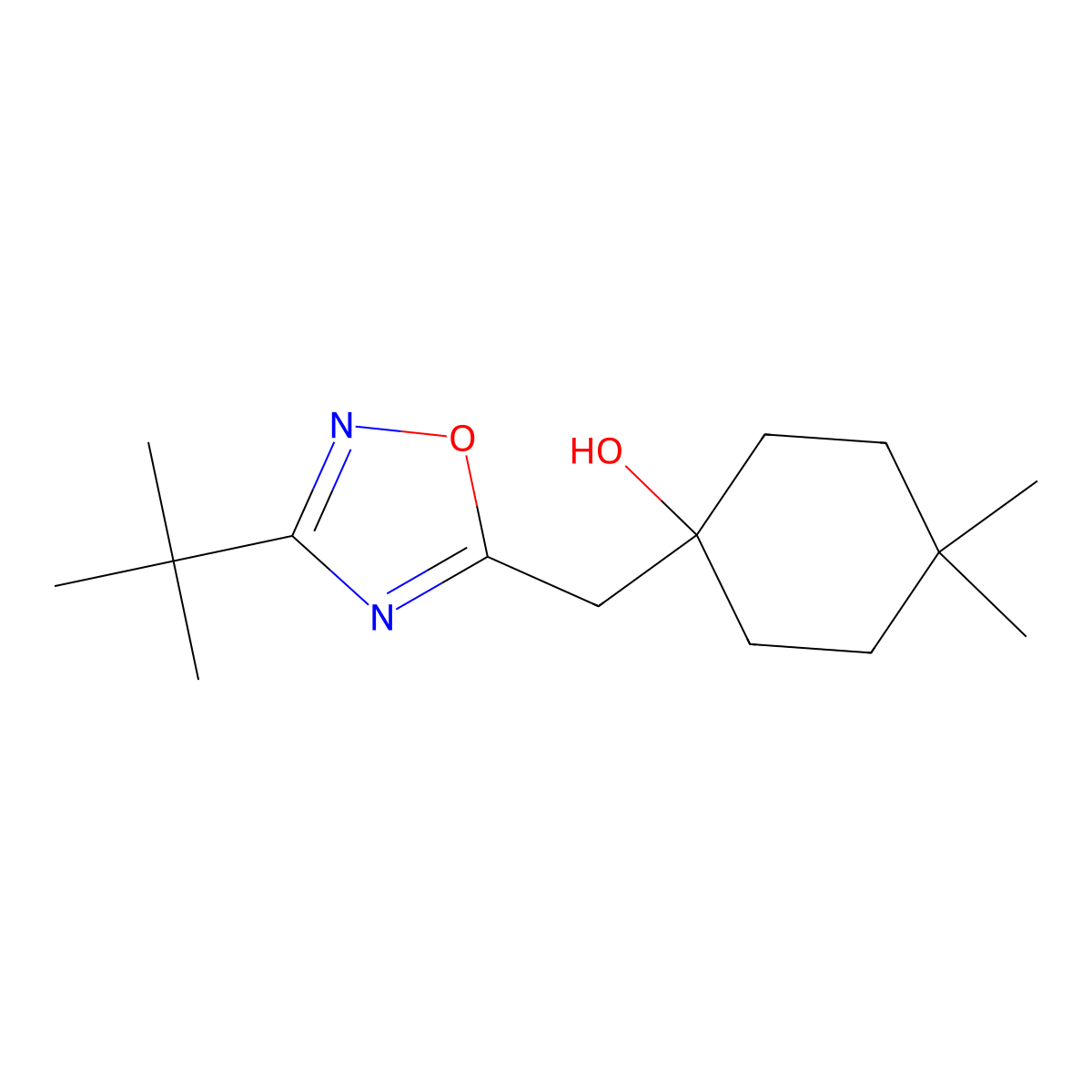 1-[(3-tert-Butyl-1,2,4-oxadiazol-5-yl)methyl]-4,4-dimethylcyclohexan-1-ol molecular structure, CAS 2060031-52-7