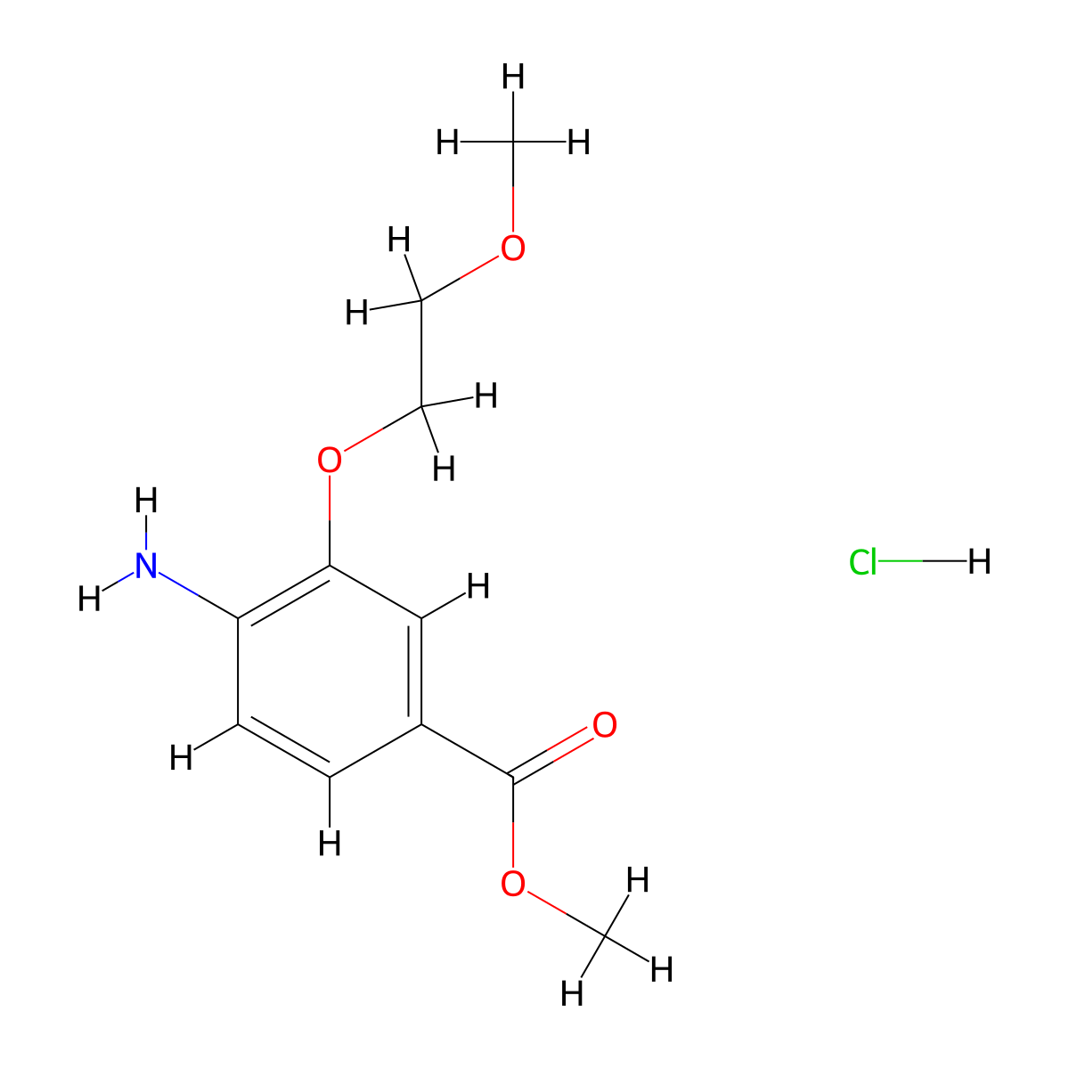 Methyl 4-amino-3-(2-methoxyethoxy)benzoate hydrochloride molecular structure, CAS 2060031-54-9