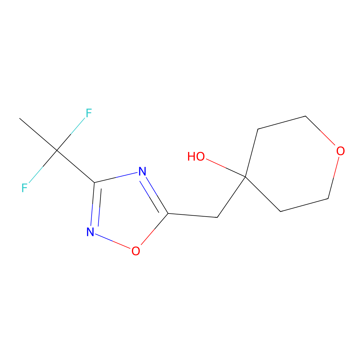 4-{[3-(1,1-Difluoroethyl)-1,2,4-oxadiazol-5-yl]methyl}oxan-4-ol molecular structure, CAS 2060031-61-8