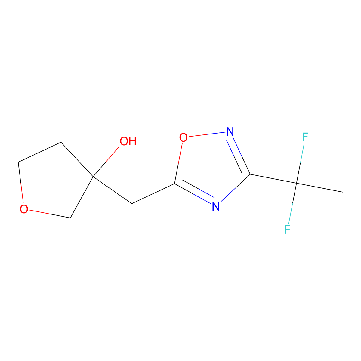 3-{[3-(1,1-Difluoroethyl)-1,2,4-oxadiazol-5-yl]methyl}oxolan-3-ol molecular structure, CAS 2060031-66-3