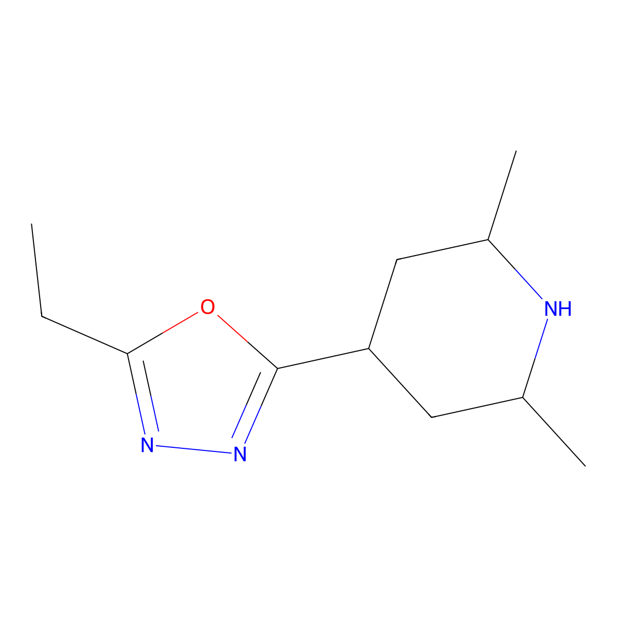 4-(5-Ethyl-1,3,4-oxadiazol-2-yl)-2,6-dimethylpiperidine molecular structure, CAS 2060031-70-9