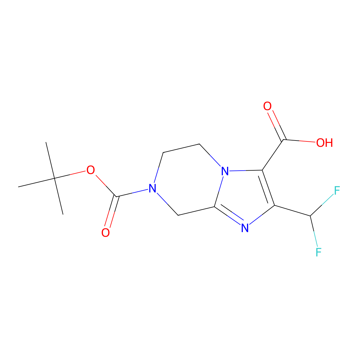 7-[(tert-Butoxy)carbonyl]-2-(difluoromethyl)-5H,6H,7H,8H-imidazo[1,2-a]pyrazine-3-carboxylic acid molecular structure, CAS 2060031-74-3