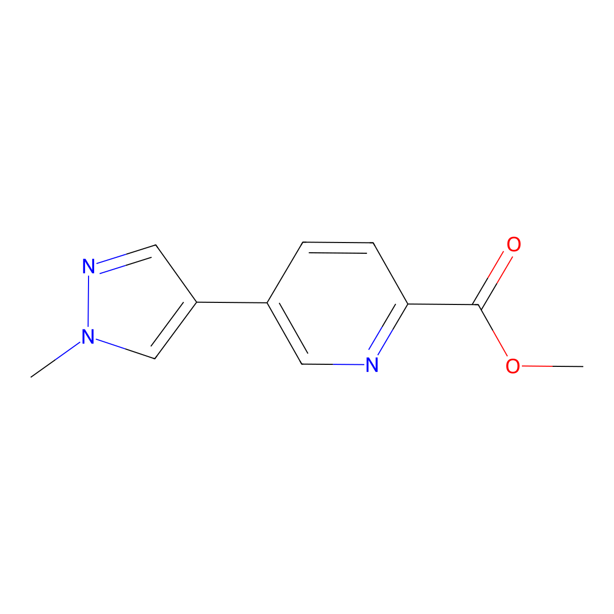 Methyl 5-(1-methyl-1H-pyrazol-4-yl)pyridine-2-carboxylate molecular structure, CAS 2060031-89-0