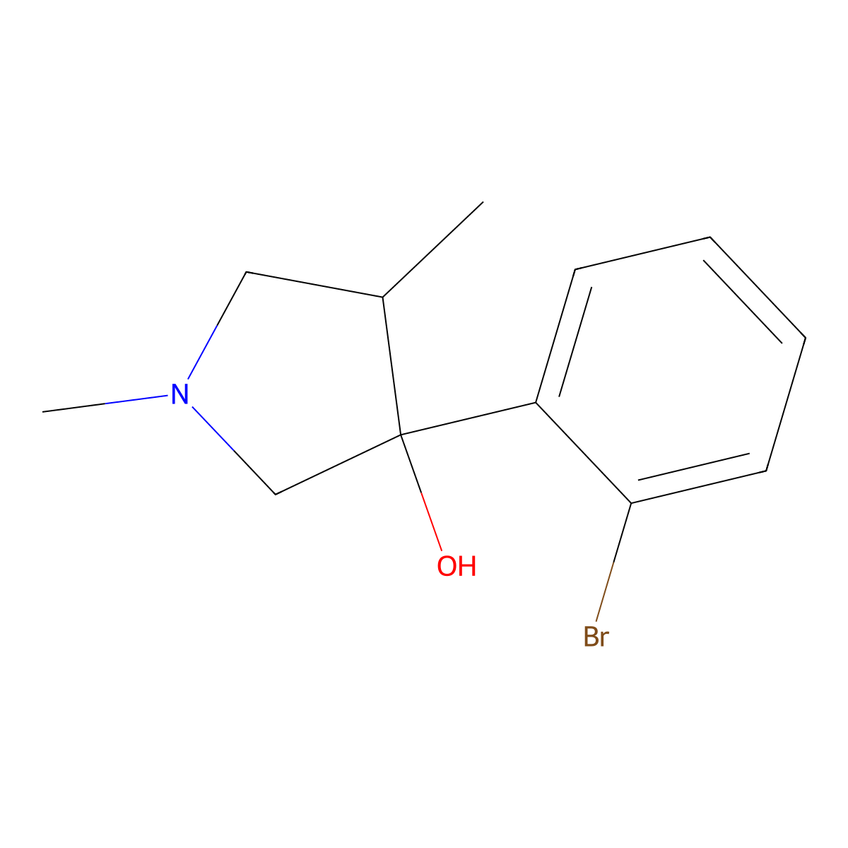 3-(2-Bromophenyl)-1,4-dimethylpyrrolidin-3-ol molecular structure, CAS 2060031-94-7