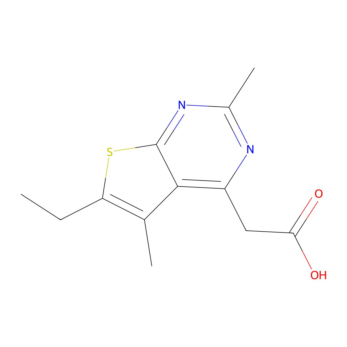 2-{6-Ethyl-2,5-dimethylthieno[2,3-d]pyrimidin-4-yl}acetic acid molecular structure, CAS 2060032-00-8