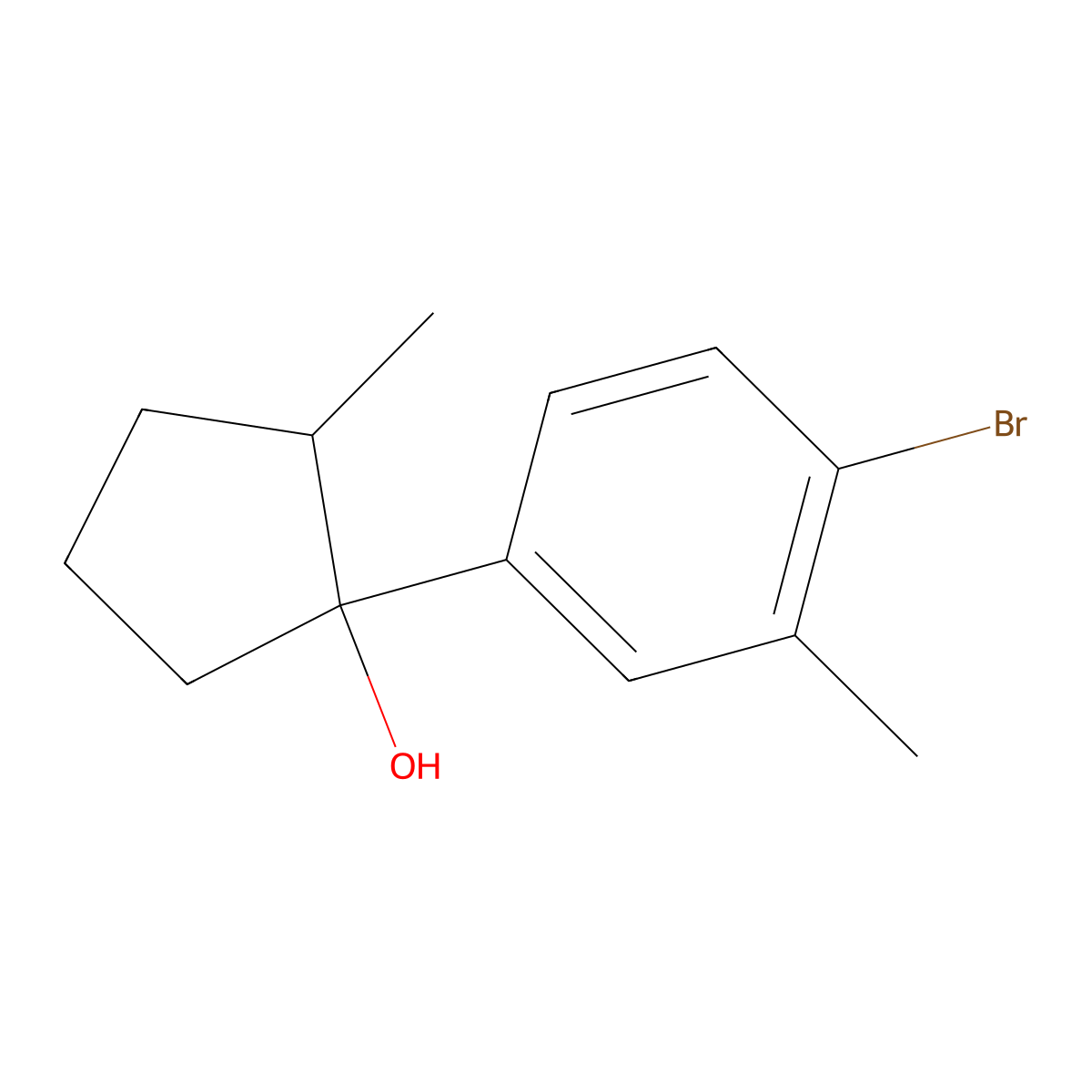 1-(4-Bromo-3-methylphenyl)-2-methylcyclopentan-1-ol molecular structure, CAS 2060032-04-2