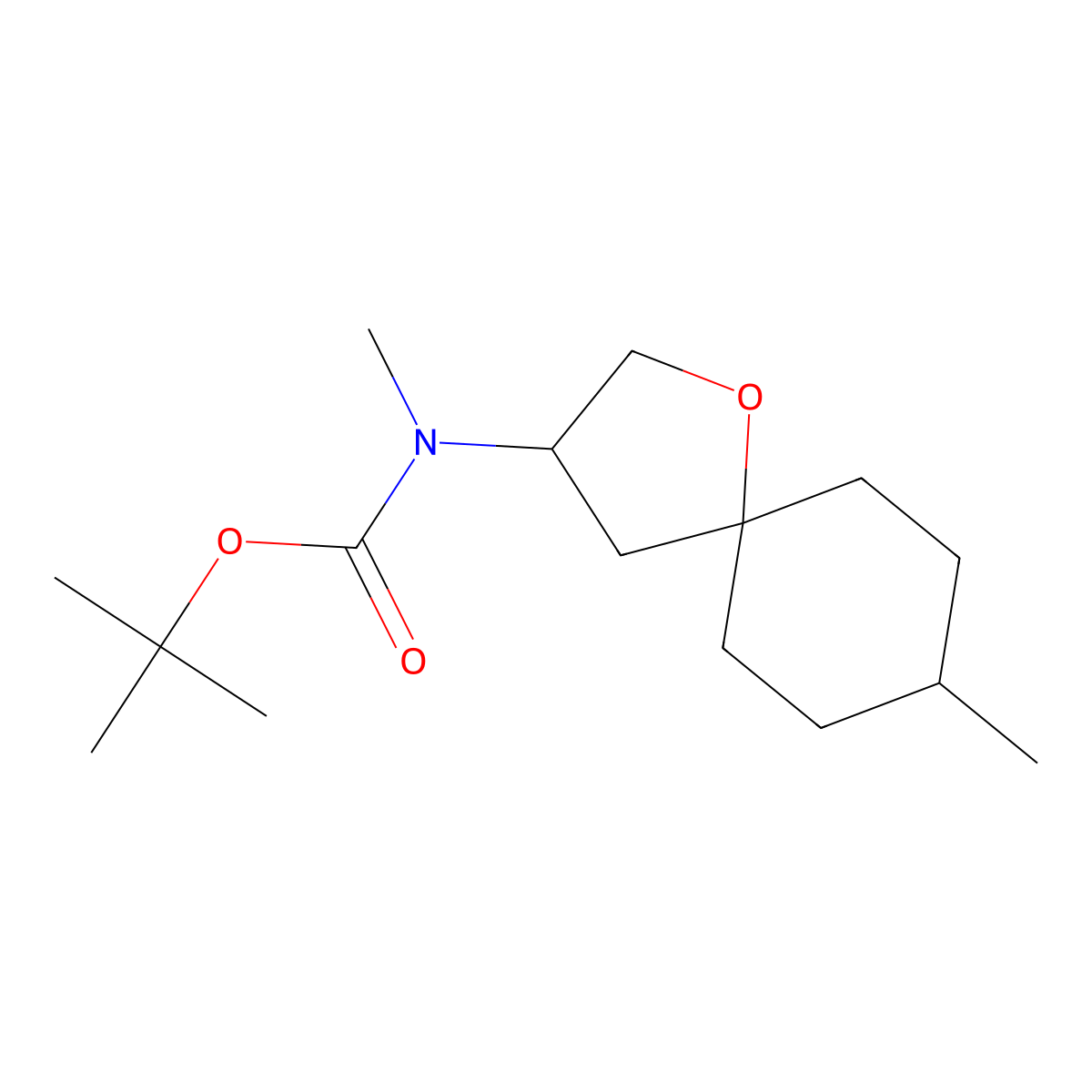 tert-Butyl N-methyl-N-{8-methyl-1-oxaspiro[4.5]decan-3-yl}carbamate molecular structure, CAS 2060032-11-1