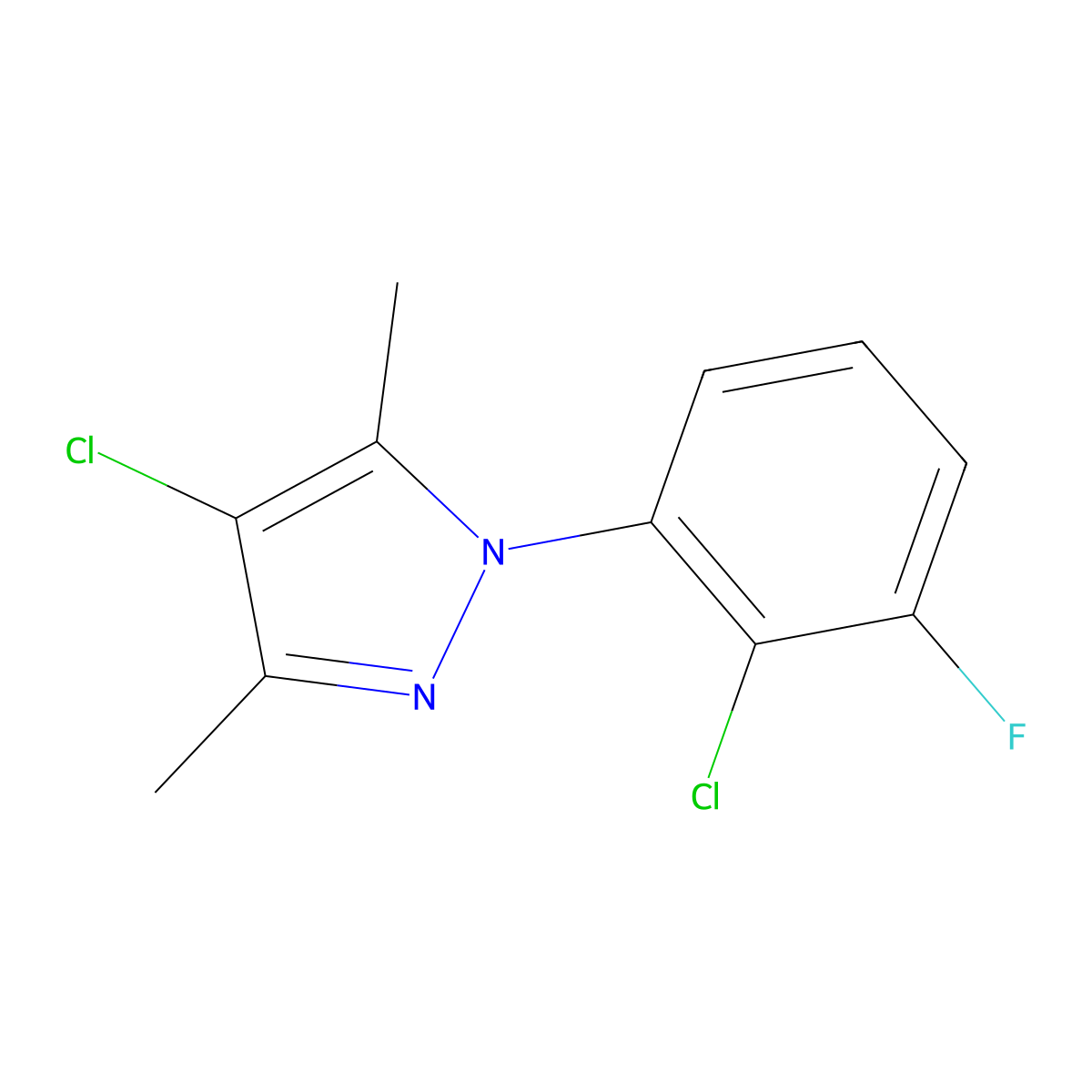 4-Chloro-1-(2-chloro-3-fluorophenyl)-3,5-dimethyl-1H-pyrazole molecular structure, CAS 2060032-13-3