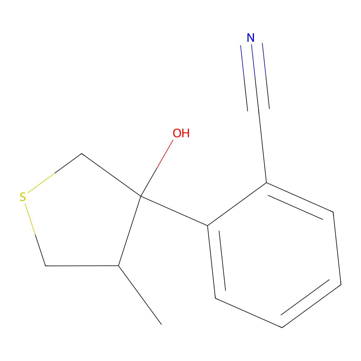 2-(3-Hydroxy-4-methylthiolan-3-yl)benzonitrile molecular structure, CAS 2060032-15-5