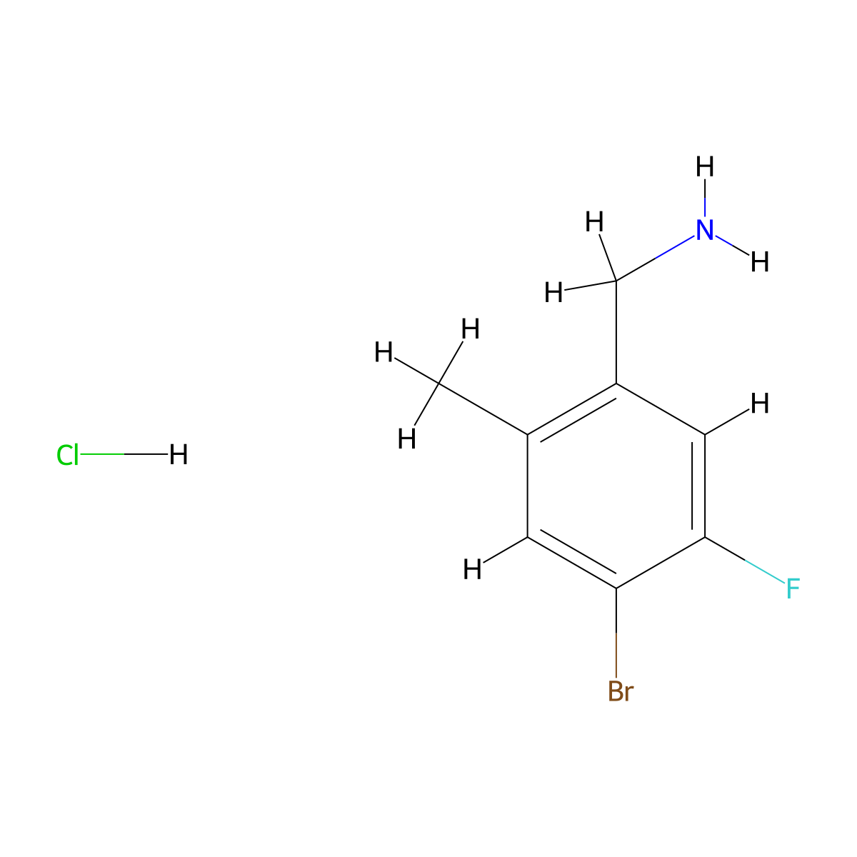 (4-Bromo-5-fluoro-2-methylphenyl)methanamine hydrochloride molecular structure, CAS 2060032-17-7
