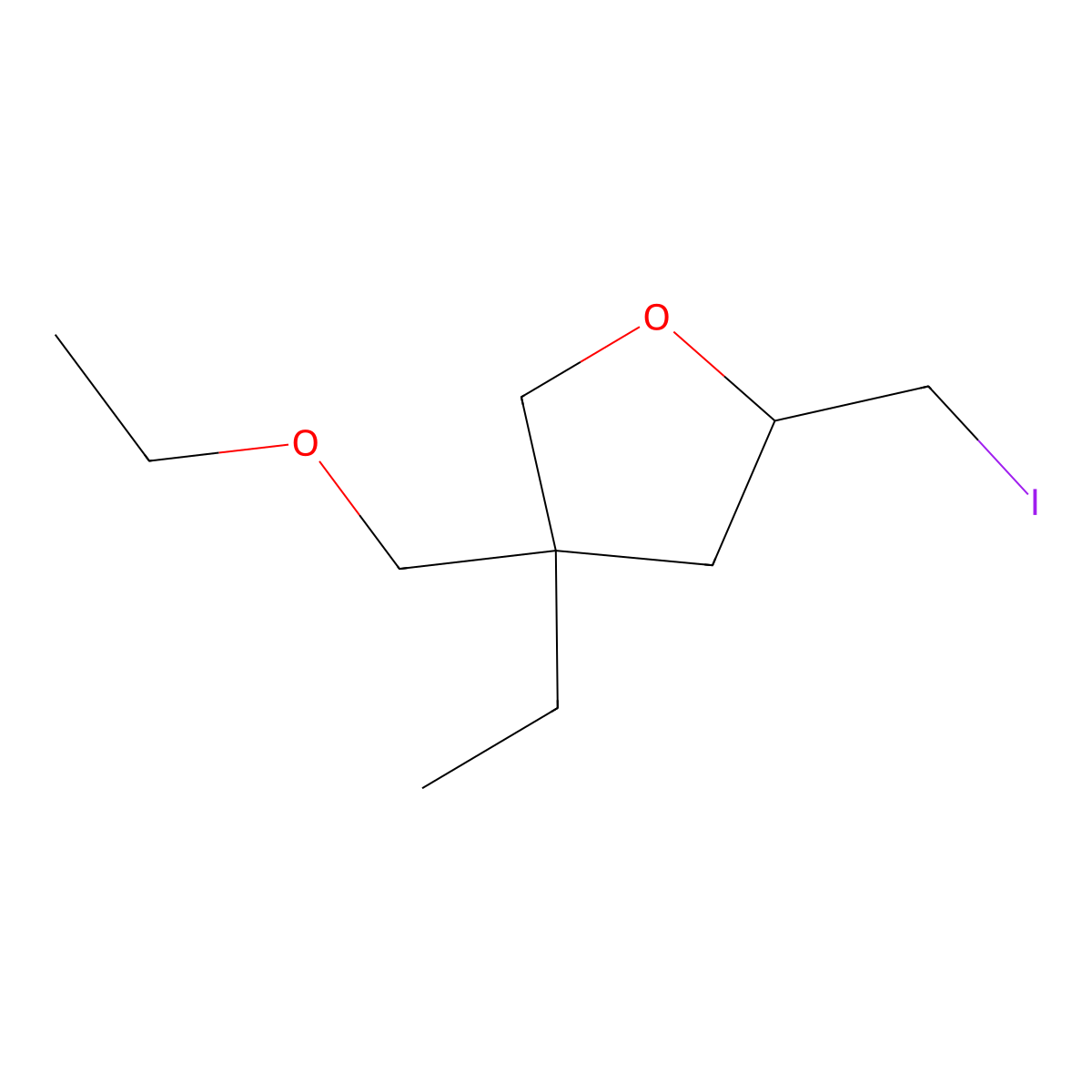 4-(Ethoxymethyl)-4-ethyl-2-(iodomethyl)oxolane molecular structure, CAS 2060032-21-3