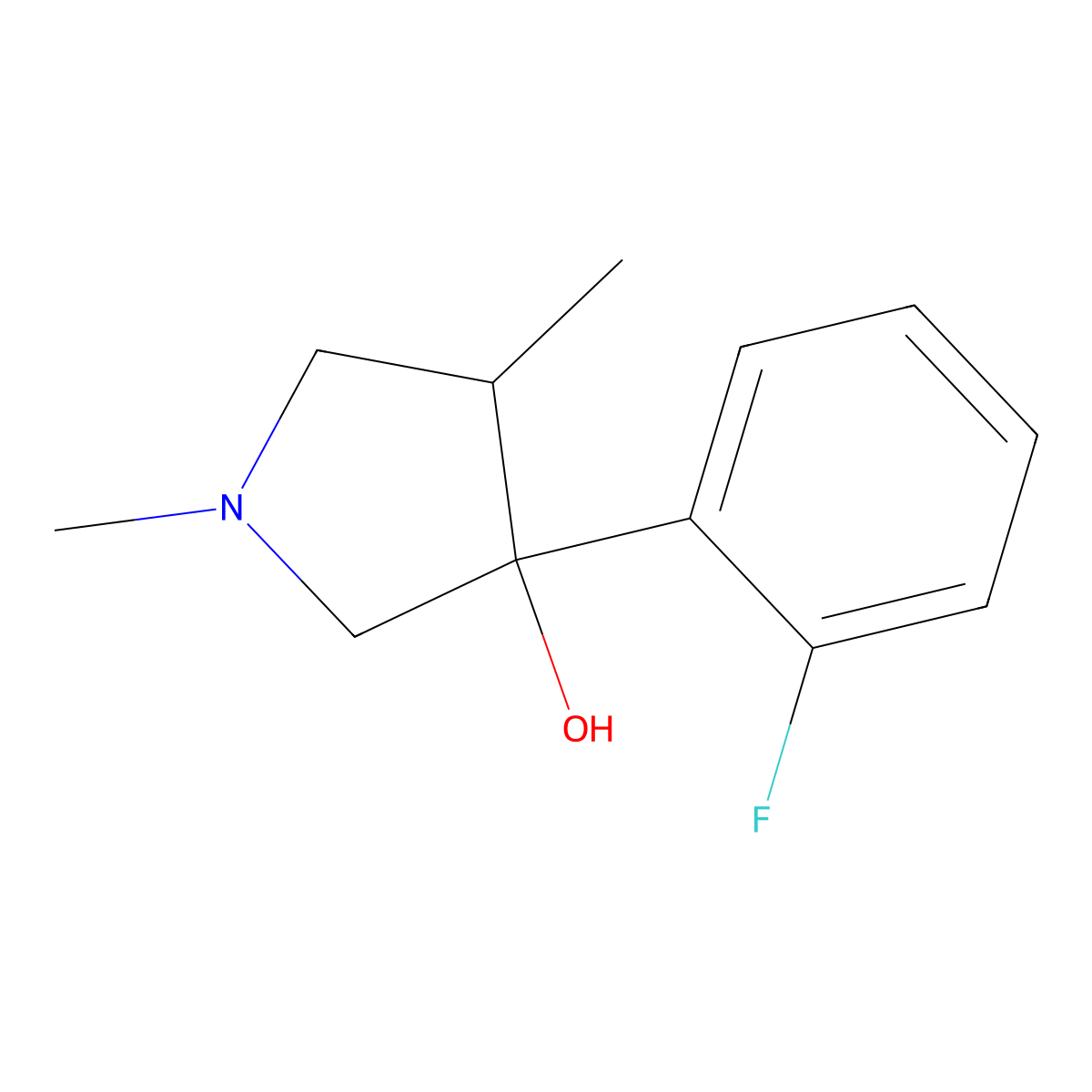 3-(2-Fluorophenyl)-1,4-dimethylpyrrolidin-3-ol molecular structure, CAS 2060032-26-8