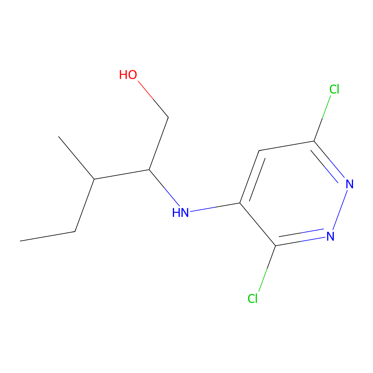 2-[(3,6-Dichloropyridazin-4-yl)amino]-3-methylpentan-1-ol molecular structure, CAS 2060032-30-4