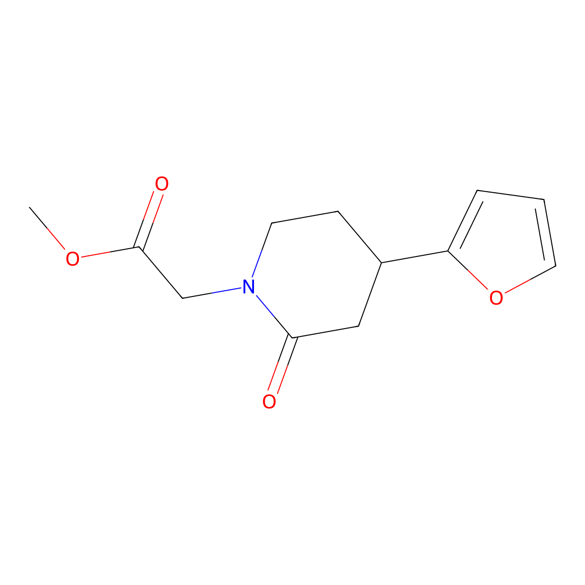 Methyl 2-[4-(furan-2-yl)-2-oxopiperidin-1-yl]acetate molecular structure, CAS 2060032-41-7