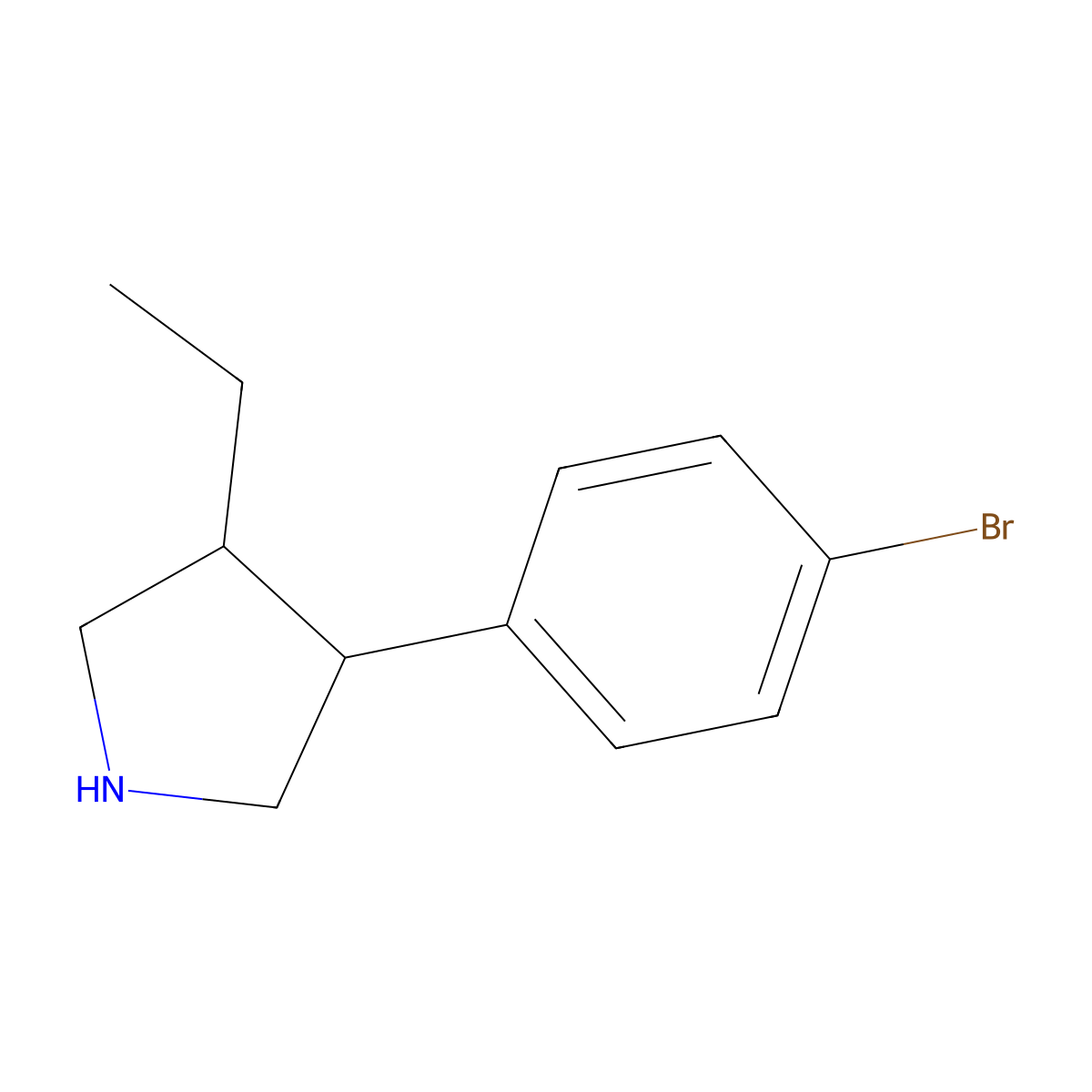 3-(4-Bromophenyl)-4-ethylpyrrolidine molecular structure, CAS 2060032-43-9