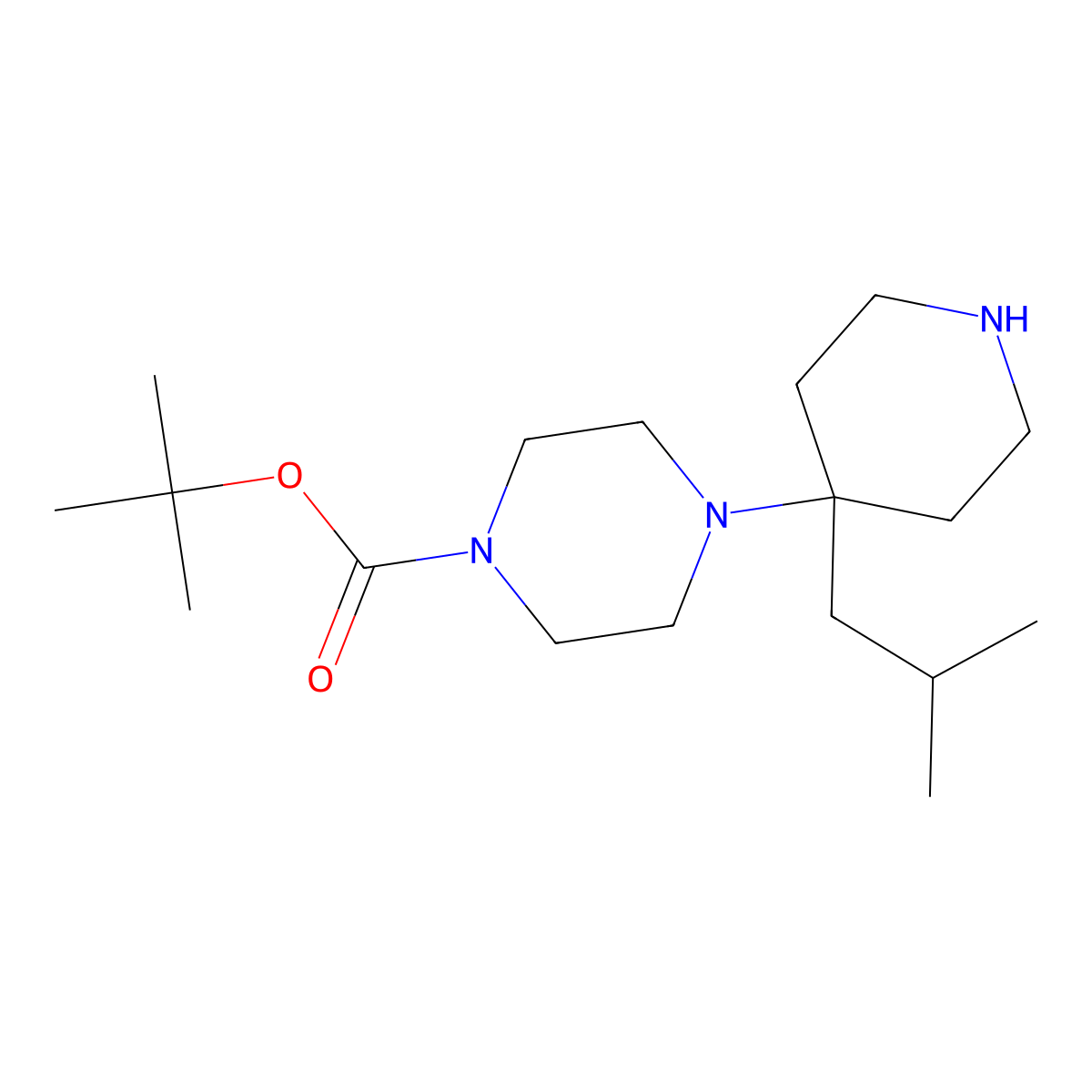 tert-Butyl 4-[4-(2-methylpropyl)piperidin-4-yl]piperazine-1-carboxylate molecular structure, CAS 2060032-52-0