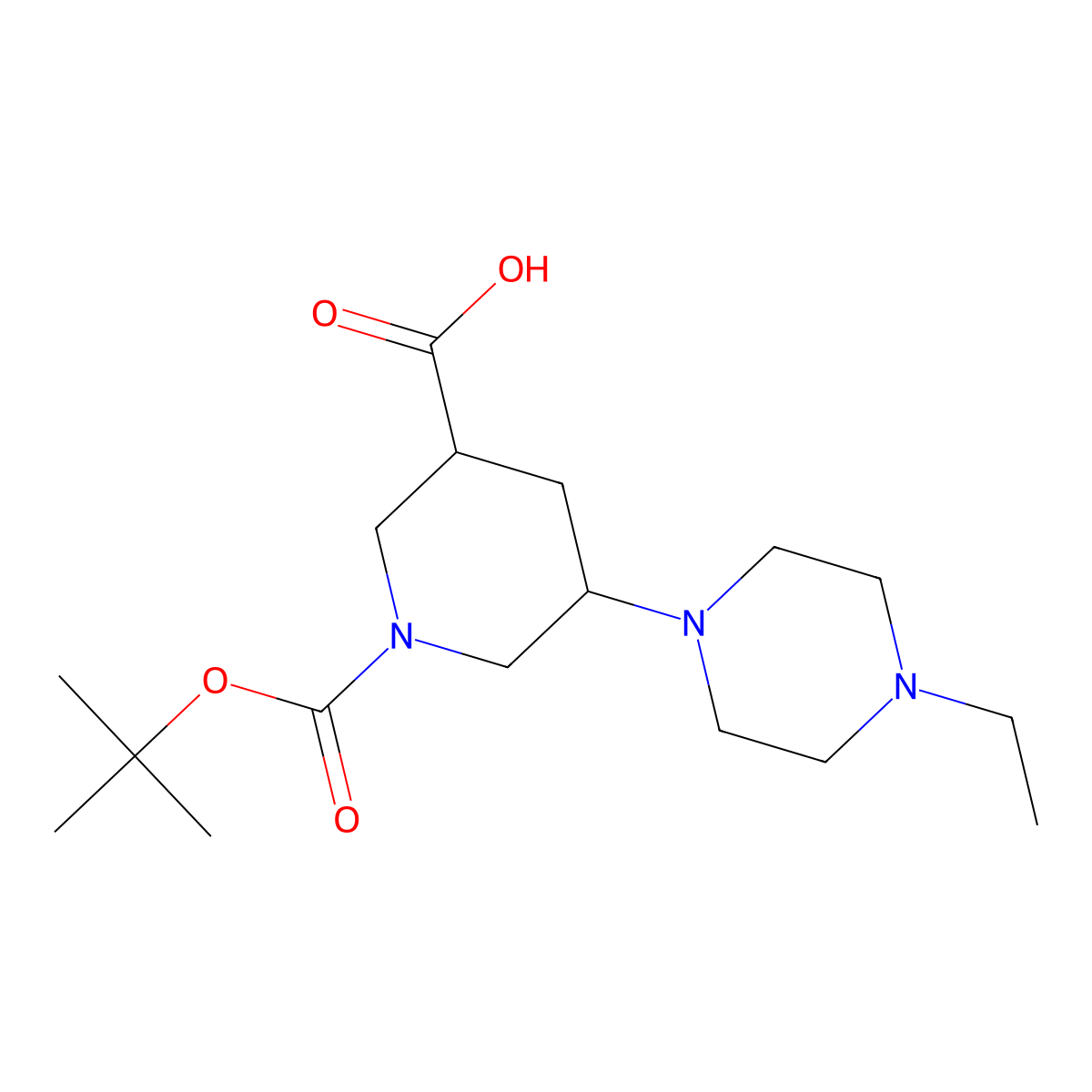 1-[(tert-Butoxy)carbonyl]-5-(4-ethylpiperazin-1-yl)piperidine-3-carboxylic acid molecular structure, CAS 2060032-60-0