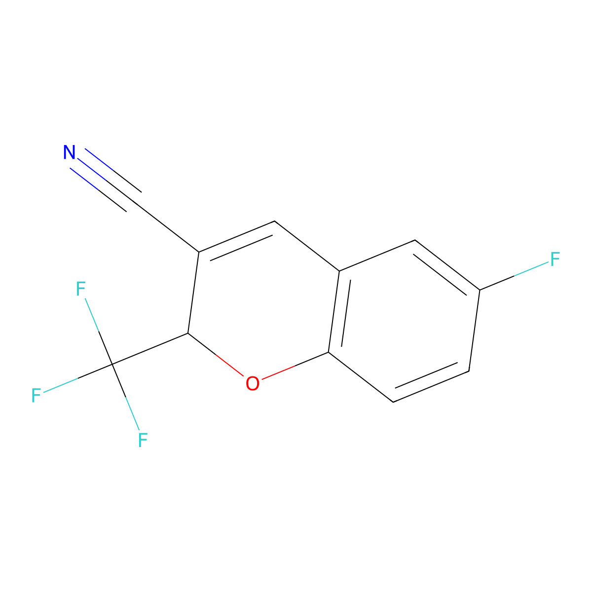 6-Fluoro-2-(trifluoromethyl)-2H-chromene-3-carbonitrile molecular structure, CAS 2060032-63-3