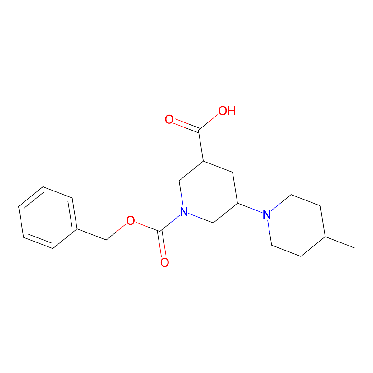 1-[(Benzyloxy)carbonyl]-5-(4-methylpiperidin-1-yl)piperidine-3-carboxylic acid molecular structure, CAS 2060032-67-7