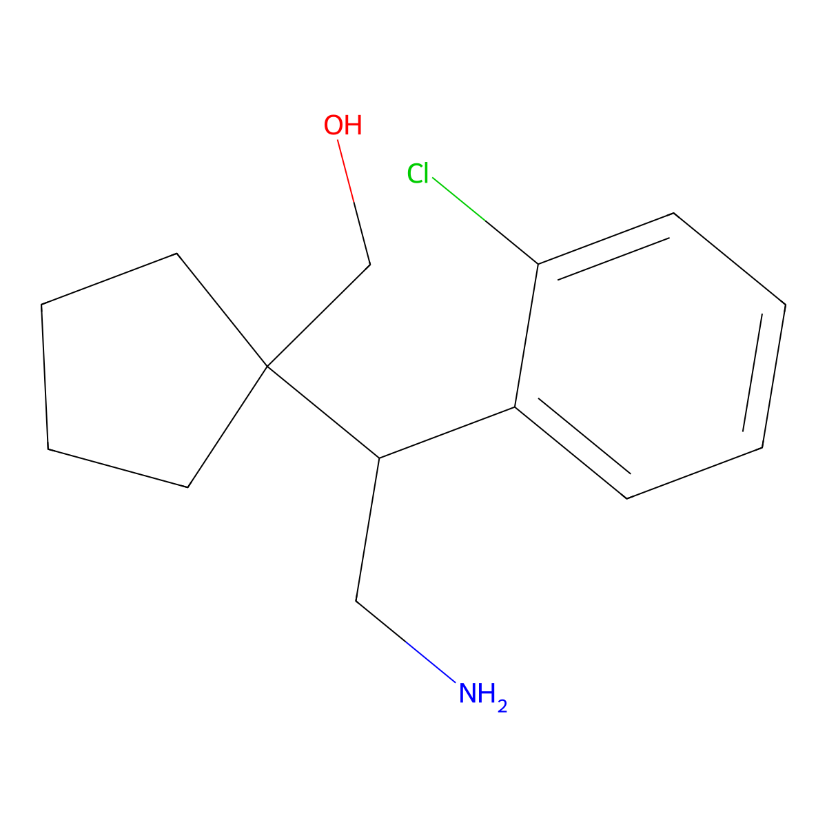 {1-[2-Amino-1-(2-chlorophenyl)ethyl]cyclopentyl}methanol molecular structure, CAS 2060032-78-0