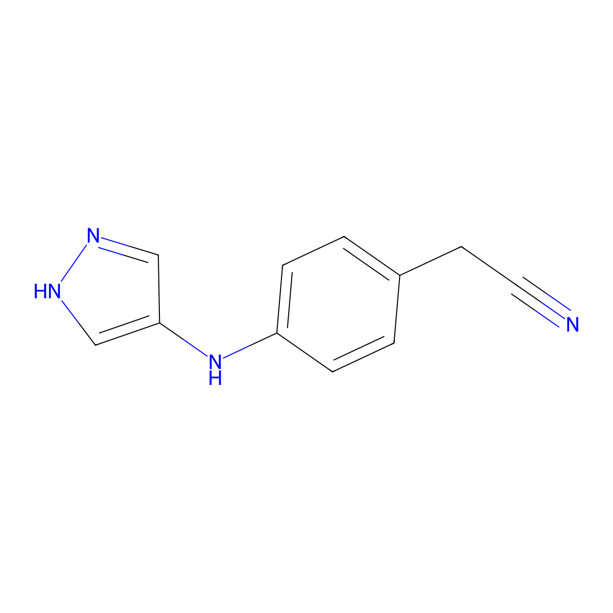 2-{4-[(1H-pyrazol-4-yl)amino]phenyl}acetonitrile molecular structure, CAS 2060032-94-0