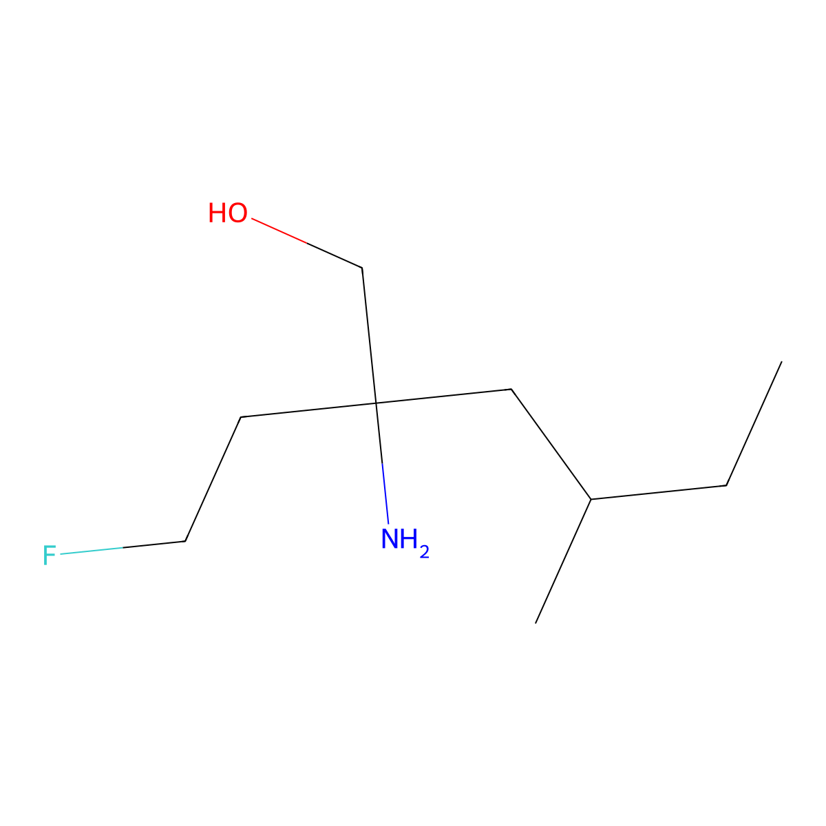 2-Amino-2-(2-fluoroethyl)-4-methylhexan-1-ol molecular structure, CAS 2060032-95-1
