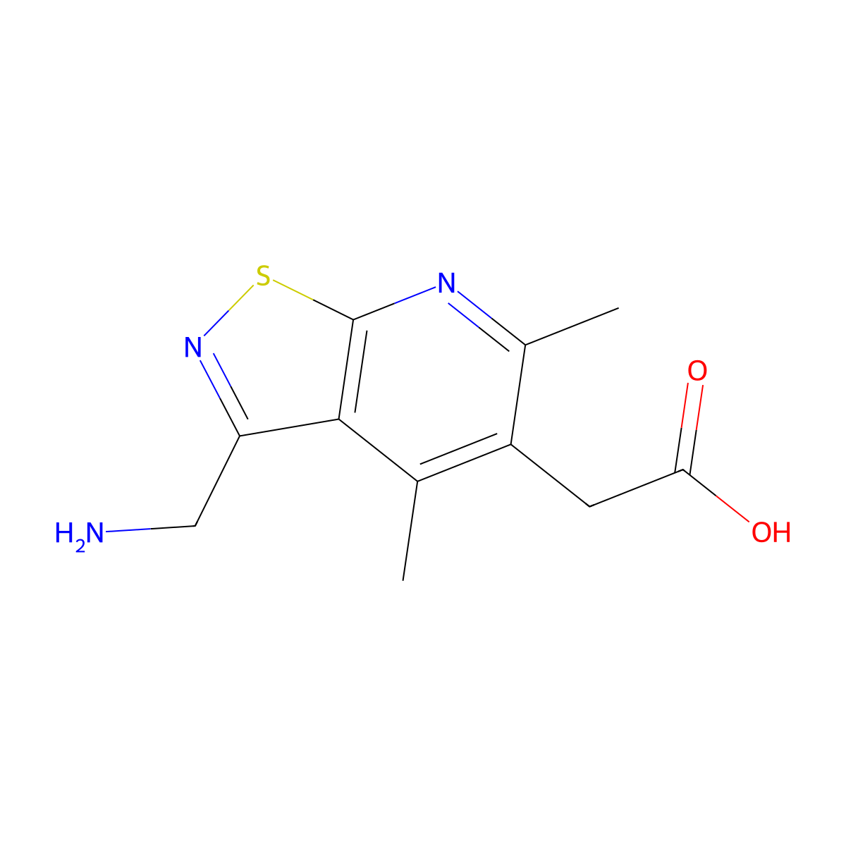 2-[3-(Aminomethyl)-4,6-dimethyl-[1,2]thiazolo[5,4-b]pyridin-5-yl]acetic acid molecular structure, CAS 2060032-96-2