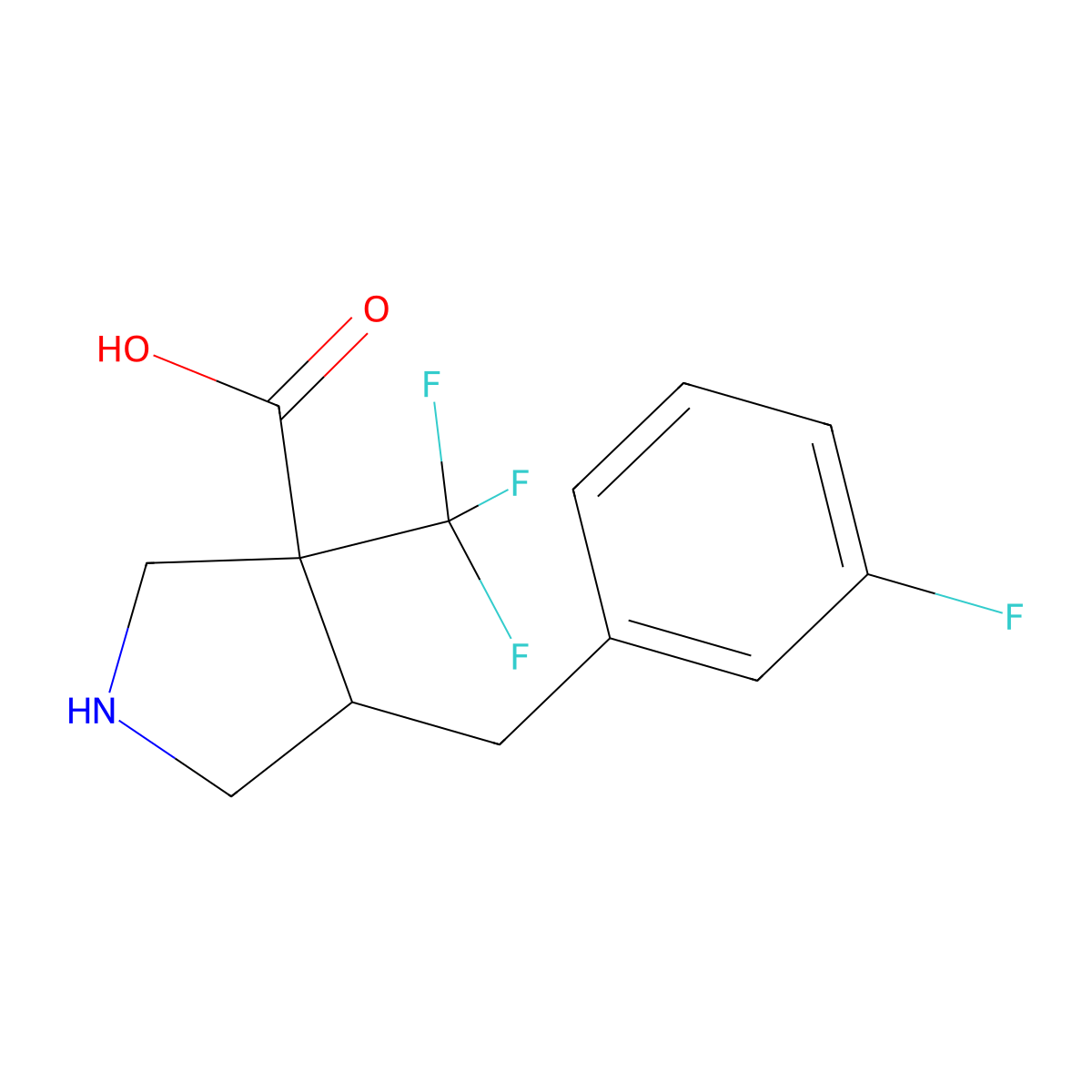 4-[(3-Fluorophenyl)methyl]-3-(trifluoromethyl)pyrrolidine-3-carboxylic acid molecular structure, CAS 2060033-03-4