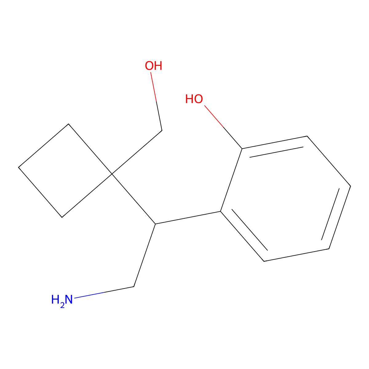 2-{2-Amino-1-[1-(hydroxymethyl)cyclobutyl]ethyl}phenol molecular structure, CAS 2060033-05-6