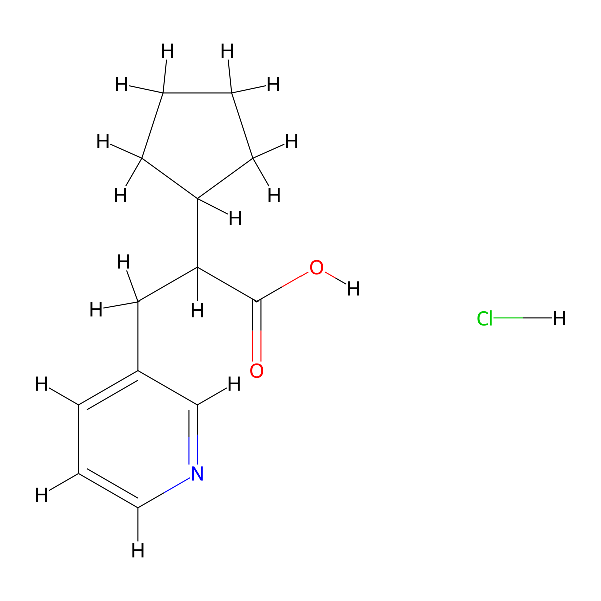 2-Cyclopentyl-3-(pyridin-3-yl)propanoic acid hydrochloride molecular structure, CAS 2060033-06-7