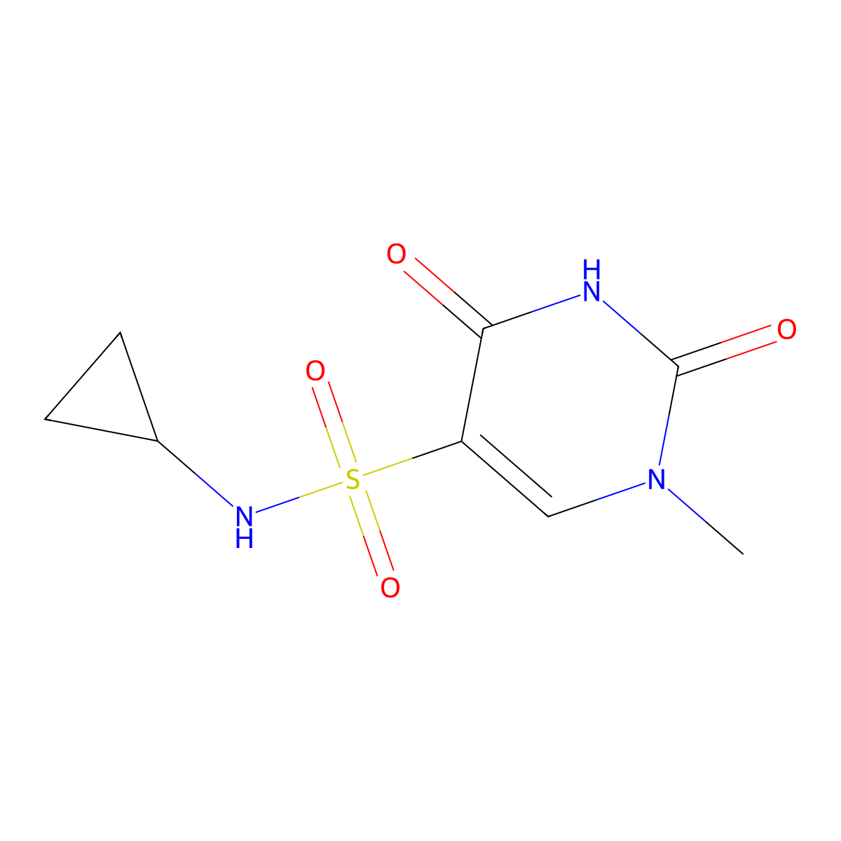 N-Cyclopropyl-1-methyl-2,4-dioxo-1,2,3,4-tetrahydropyrimidine-5-sulfonamide molecular structure, CAS 2060033-07-8