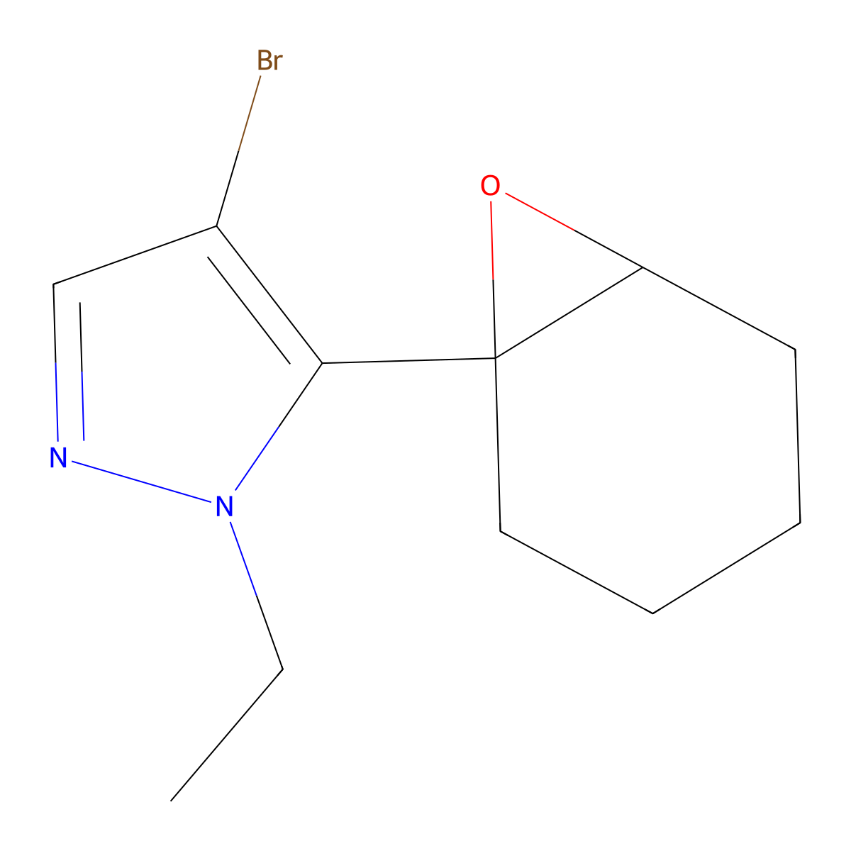 4-Bromo-1-ethyl-5-{7-oxabicyclo[4.1.0]heptan-1-yl}-1H-pyrazole molecular structure, CAS 2060033-26-1