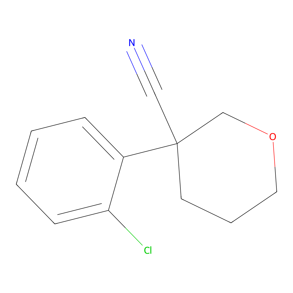 3-(2-Chlorophenyl)oxane-3-carbonitrile molecular structure, CAS 2060033-38-5