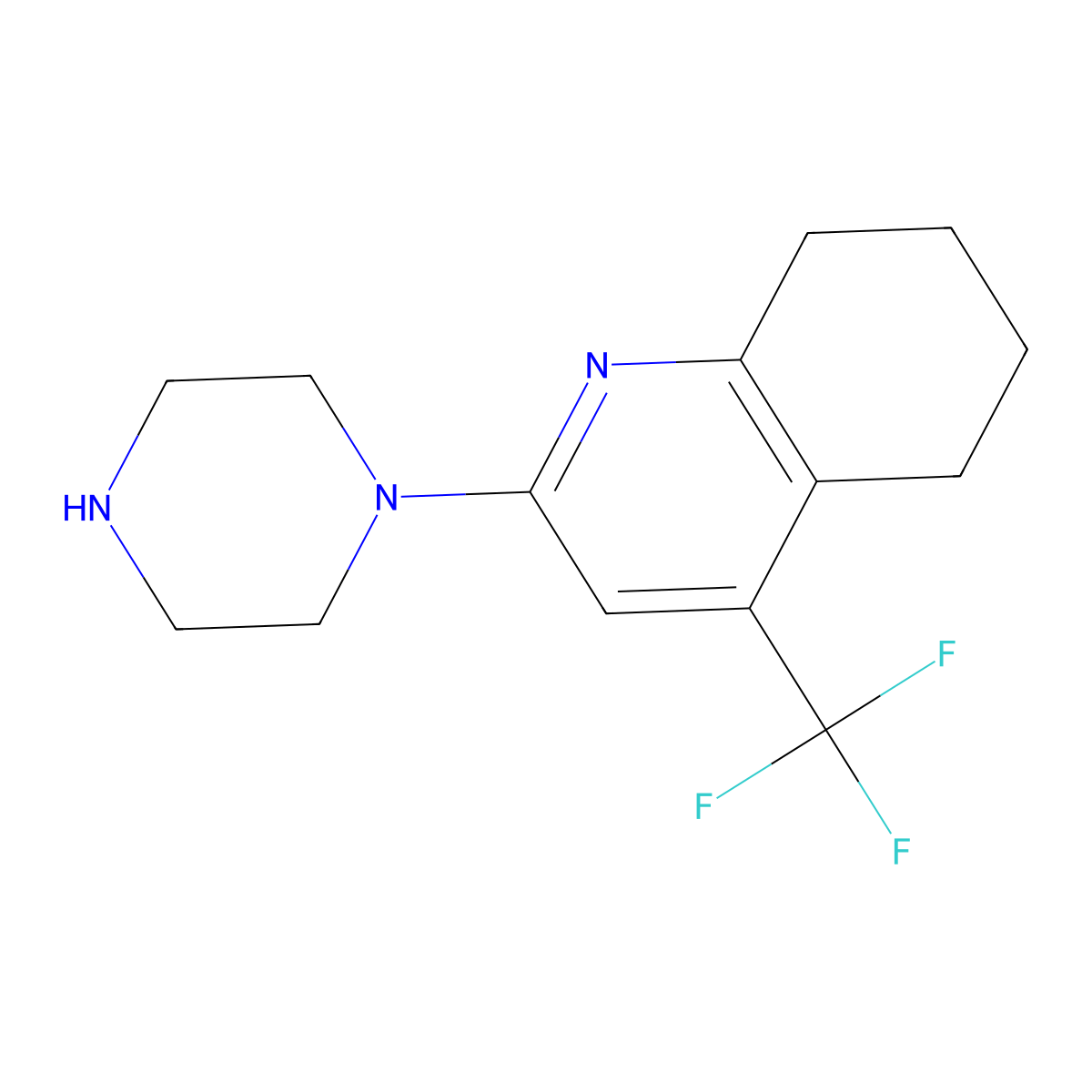 2-(Piperazin-1-yl)-4-(trifluoromethyl)-5,6,7,8-tetrahydroquinoline molecular structure, CAS 2060033-43-2