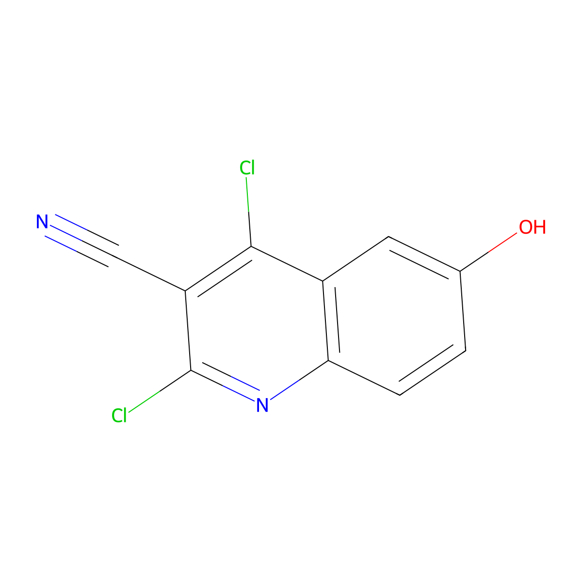 2,4-Dichloro-6-hydroxyquinoline-3-carbonitrile molecular structure, CAS 2060033-49-8
