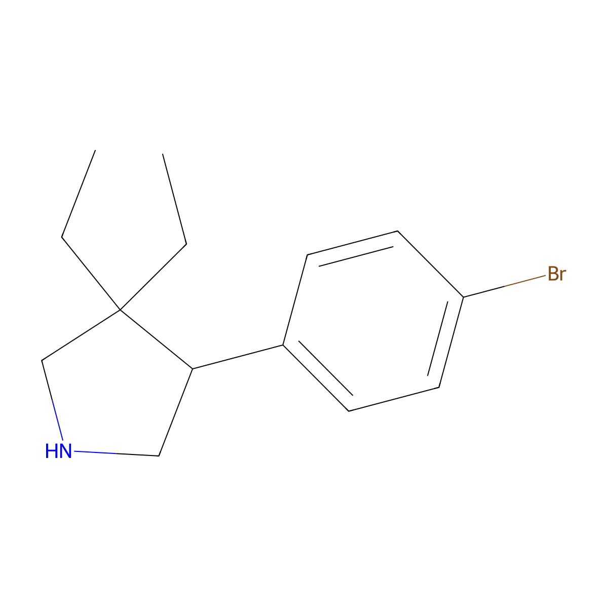 4-(4-Bromophenyl)-3,3-diethylpyrrolidine molecular structure, CAS 2060033-50-1
