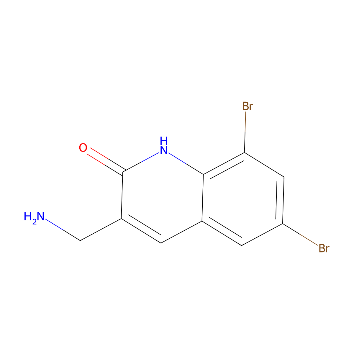 3-(Aminomethyl)-6,8-dibromo-1,2-dihydroquinolin-2-one molecular structure, CAS 2060033-52-3