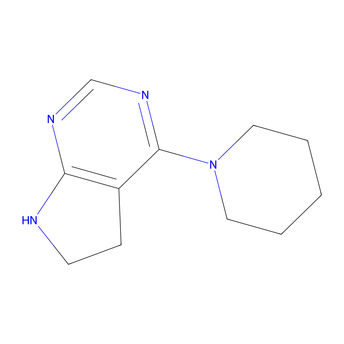1-{5H,6H,7H-pyrrolo[2,3-d]pyrimidin-4-yl}piperidine molecular structure, CAS 2060033-55-6