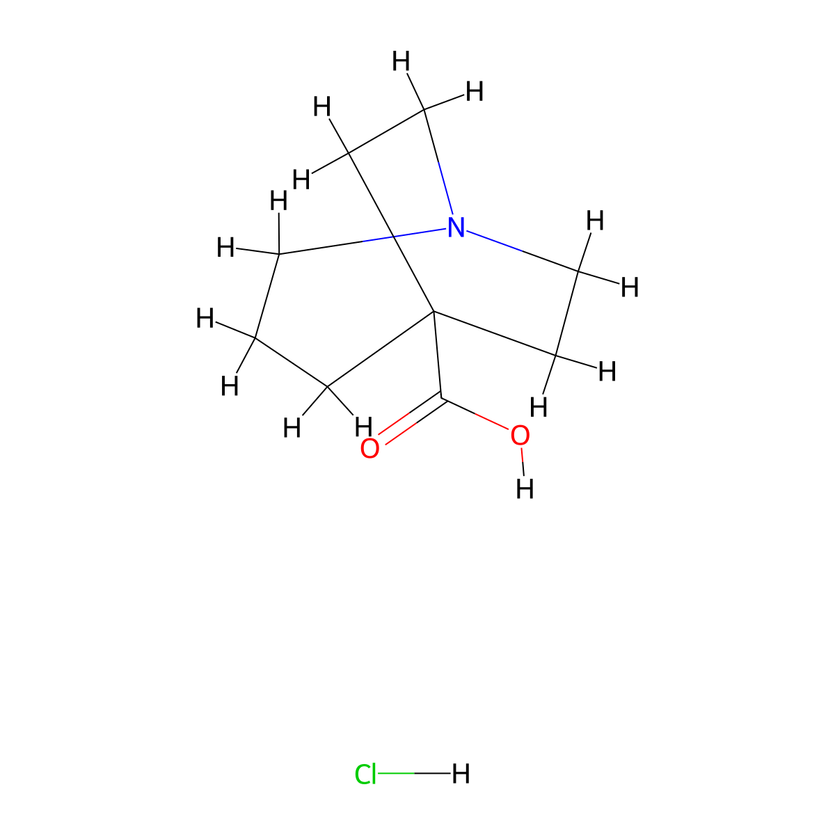 1-Azabicyclo[3.2.2]nonane-5-carboxylic acid hydrochloride molecular structure, CAS 2060033-56-7