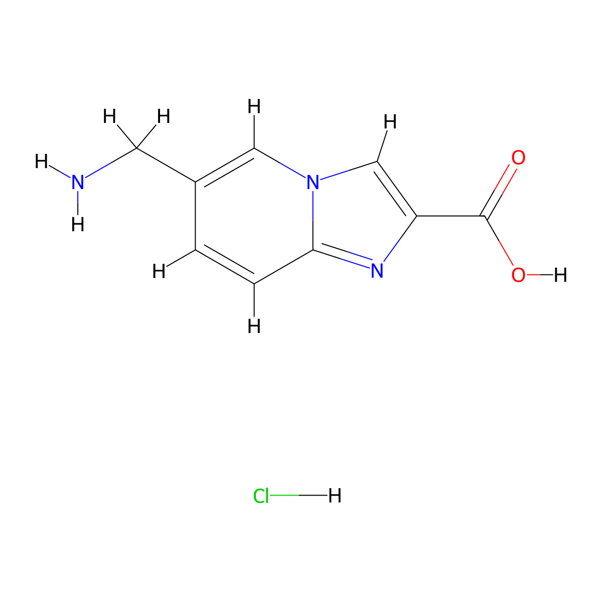 6-(Aminomethyl)imidazo[1,2-a]pyridine-2-carboxylic acid hydrochloride molecular structure, CAS 2060033-57-8