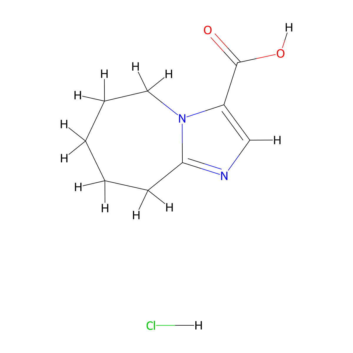 5H,6H,7H,8H,9H-imidazo[1,2-a]azepine-3-carboxylic acid hydrochloride molecular structure, CAS 2060033-58-9