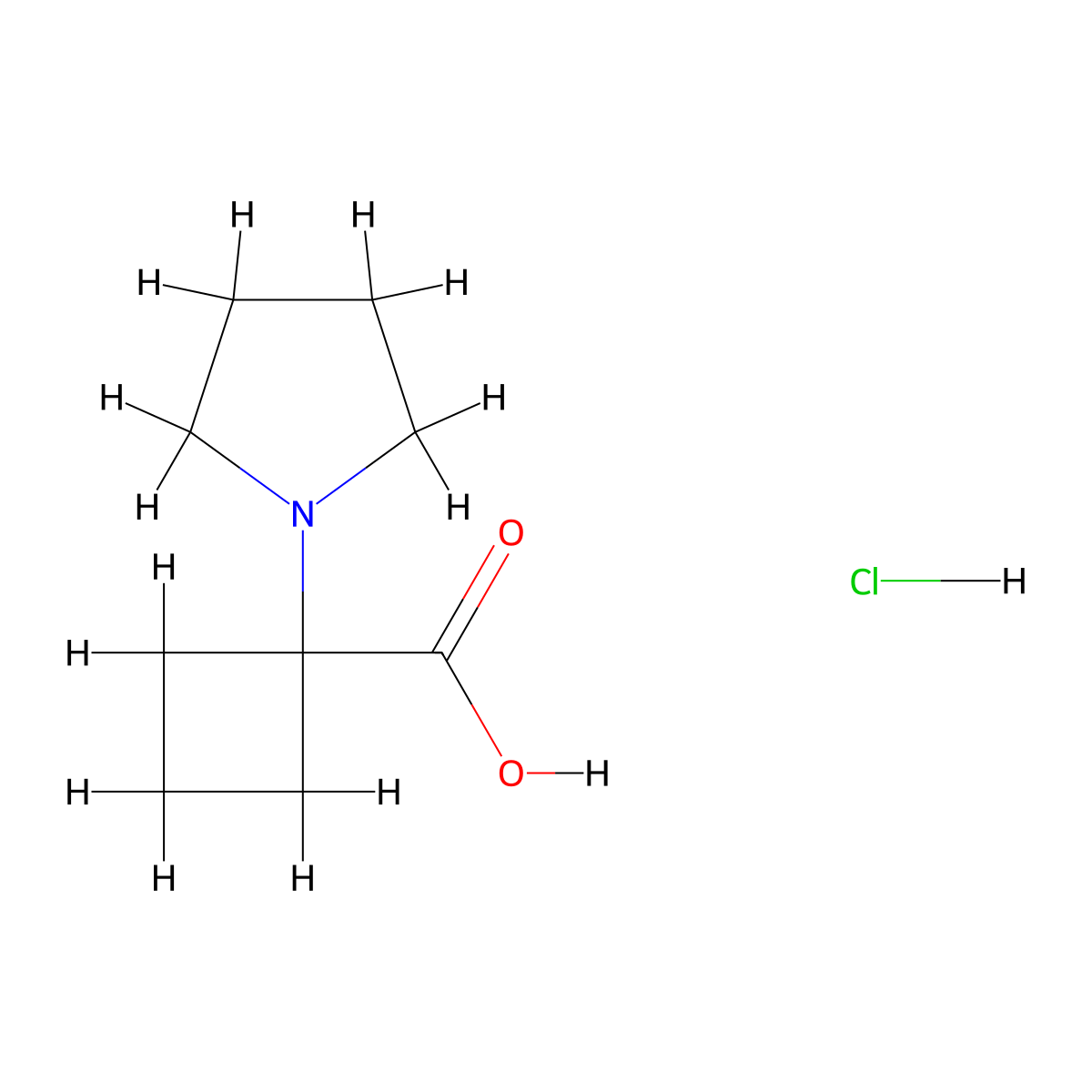 1-(Pyrrolidin-1-yl)cyclobutane-1-carboxylic acid hydrochloride molecular structure, CAS 2060033-65-8
