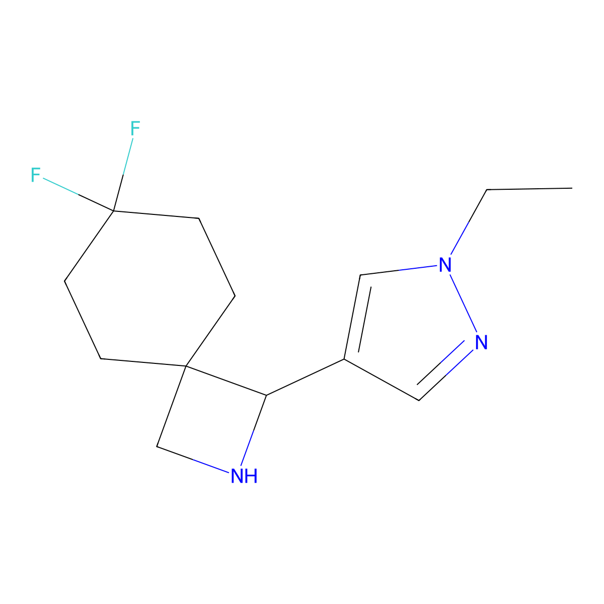 1-(1-Ethyl-1H-pyrazol-4-yl)-7,7-difluoro-2-azaspiro[3.5]nonane molecular structure, CAS 2060033-80-7
